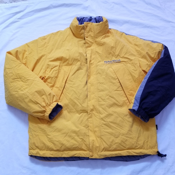 NAUTICA COMPETITION REVERSIBLE YELLOW GRAY BLACK WINTER SNOW DOWN JACKET LARGE - Picture 11 of 12